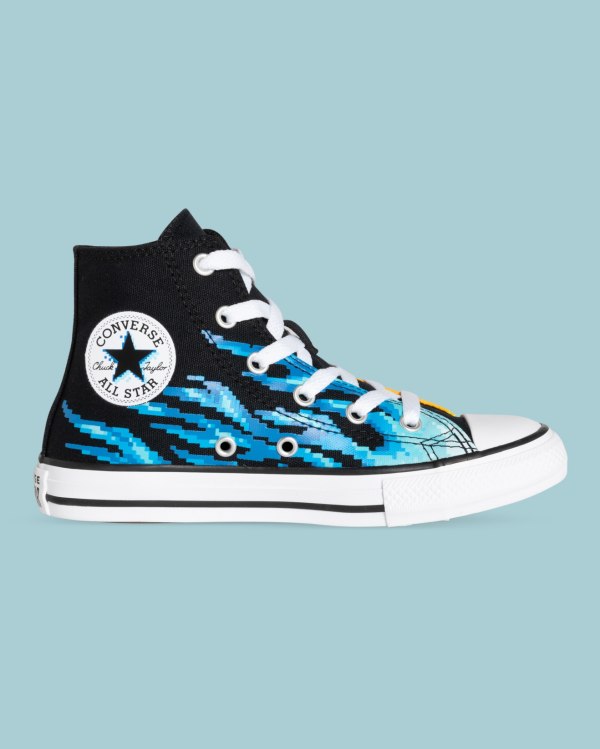 Converse Chuck Taylor All Star Flame Print Sort Sko Danmark - Converse Høje Sneakers Børn - 37495ATU